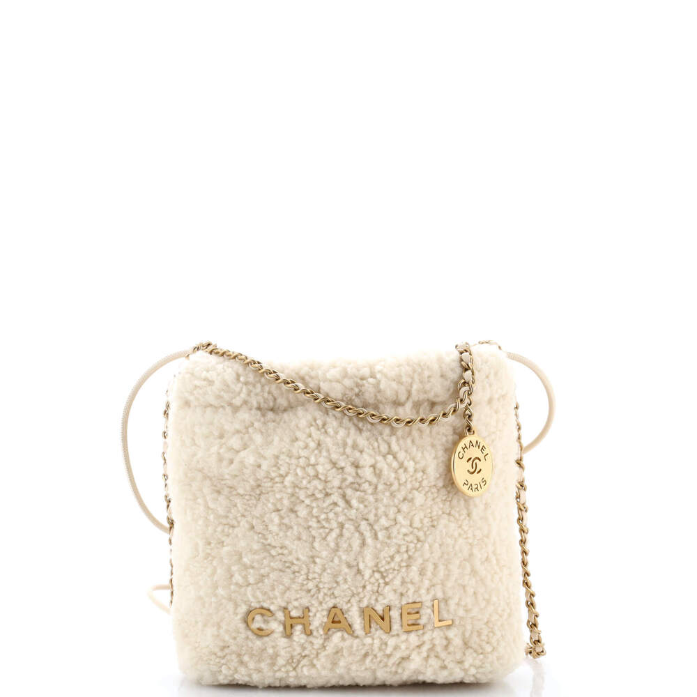 Chanel 22 Chain Hobo Shearling Mini #256621C49B